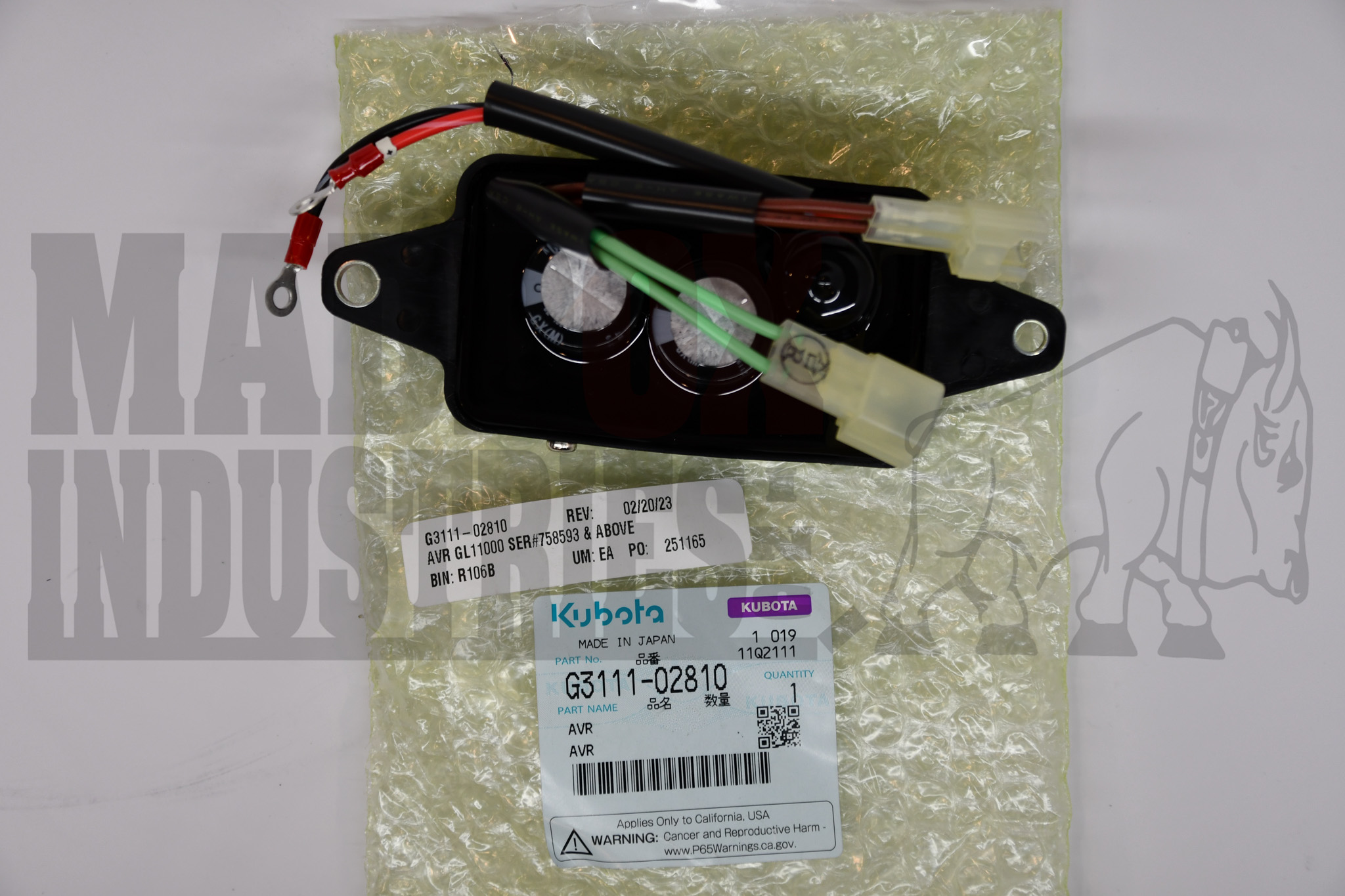 Kubota G3111-02810 Automatic Voltage Regulator